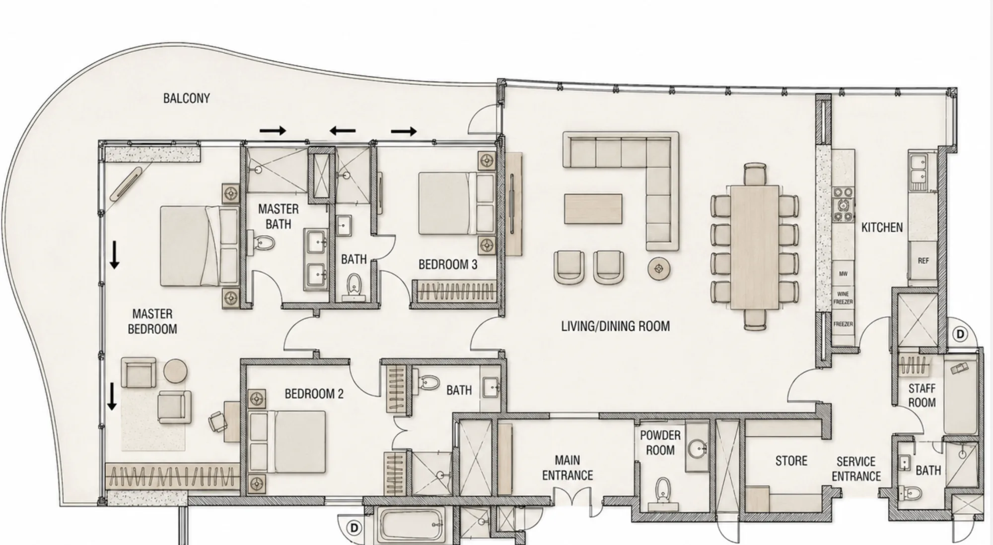 WTC Abuja 3 bedroom apartment floor plan